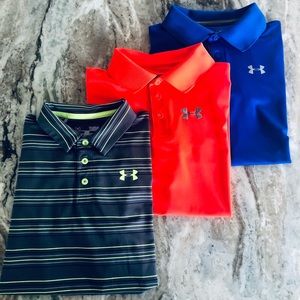Boys size L Under Armour Golf Shirt Bundle EUC